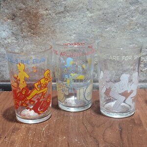 Set of Three Vintage 1971 Archie Comics Welchs Jelly Jar Glasses